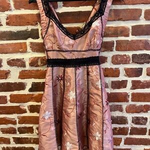 Goth Floral Mini Dress with Lace Trim